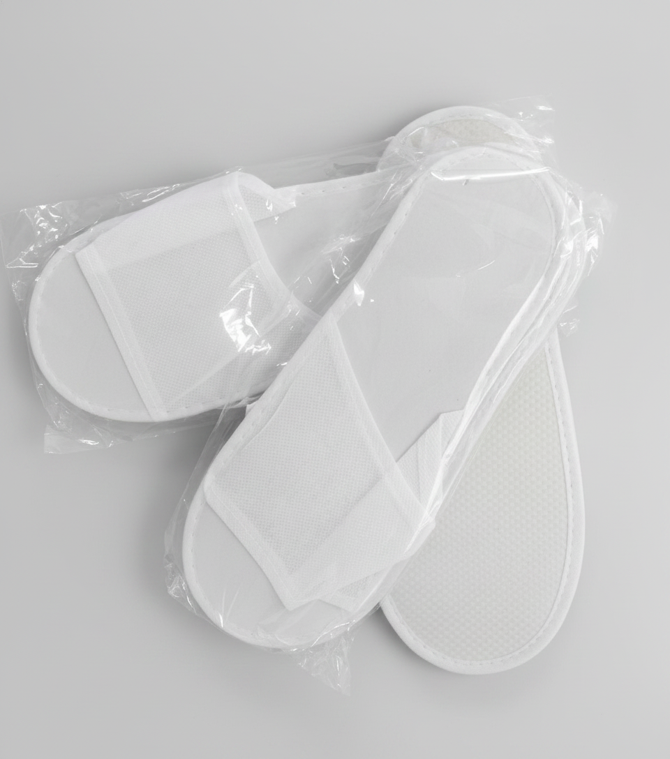Woven Paper Slippers with Foam Soles (10 Pairs)